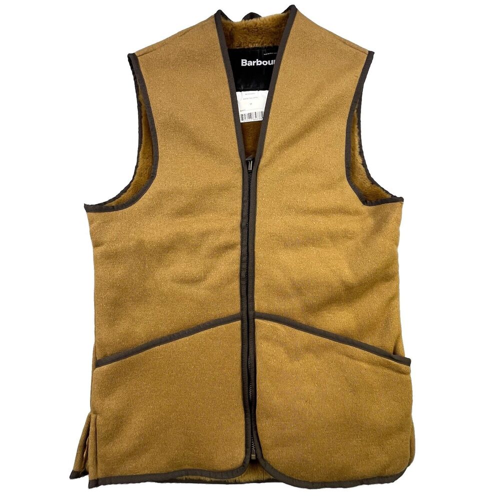 BARBOUR Warm Pile Lining Mens 34 Brown Waistcoat Zip In Liner Fleece Outdoors